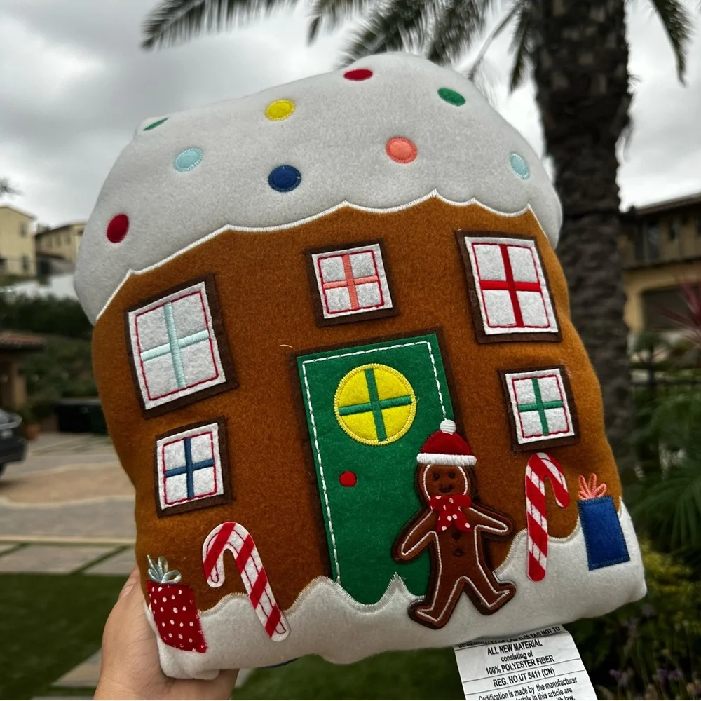 Target wondershop gingerbread house man Christmas pillow plush holiday pinkmas